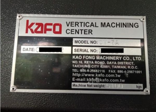 KAFO Vertical Machining Center [2 units] - Image 2